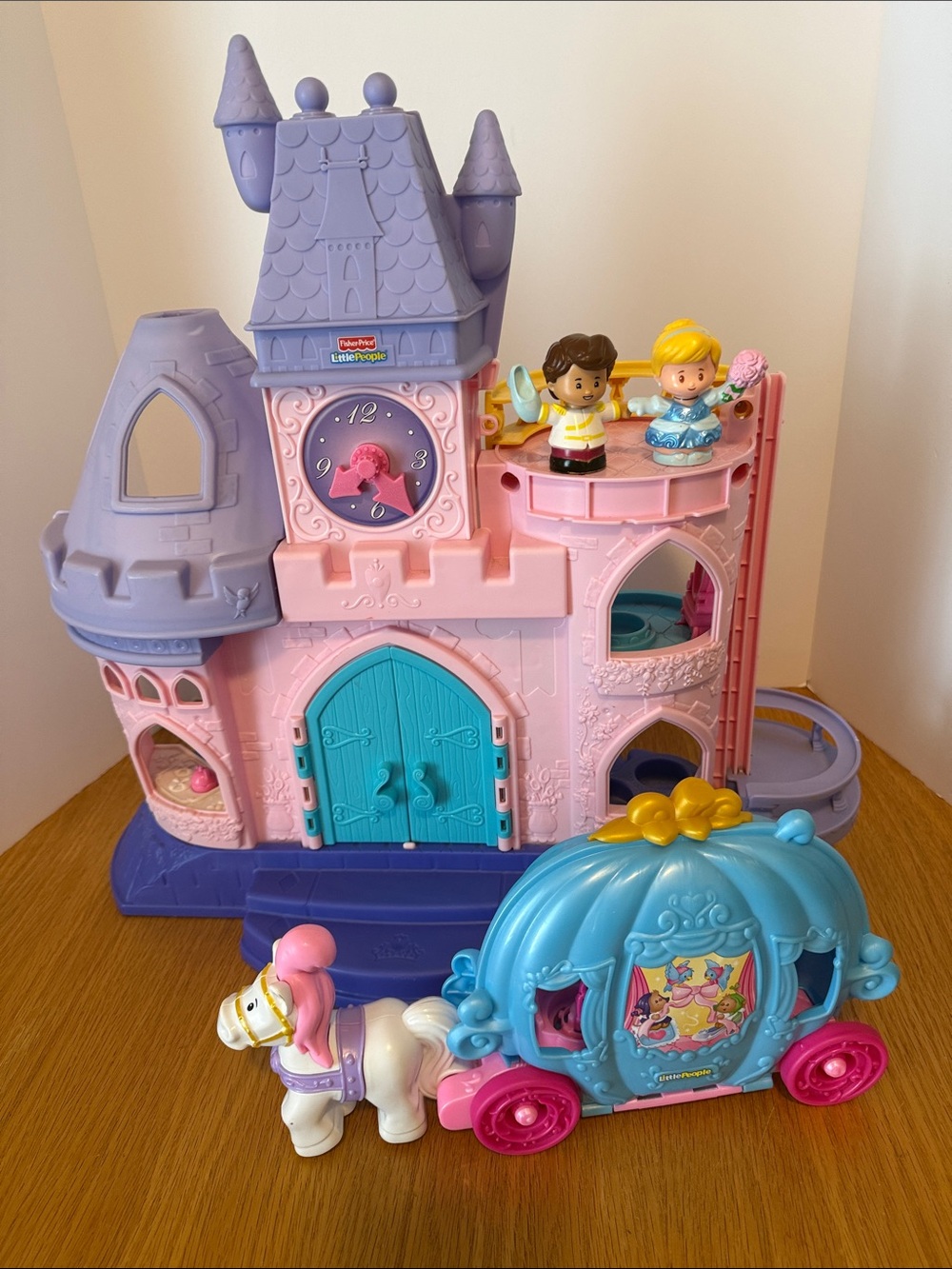 Fisher-Price Pink & Purple Princess Castle Playset and Blue Carriage